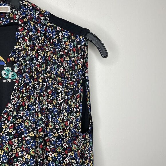 DEREK LAM 10 Crosby Top Womens 2 Sleeveless 100% Silk Floral Blouse Tassels - Picture 2 of 13